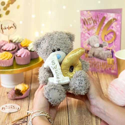 Me to You Tatty Teddy 16th Birthday Plush 15cm-High Bear On Luxury Gift Plinth - Official Collection, Grey - Image 4