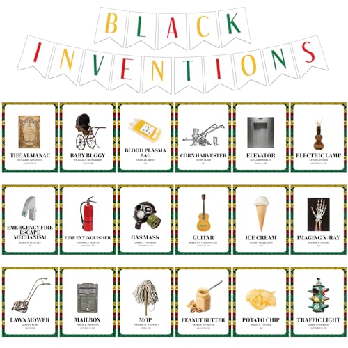 Fullhawl 33 Pcs Black History Famous African American Inventions Poster History Famous People Inventors Education Poster for Office Room Wall Decor