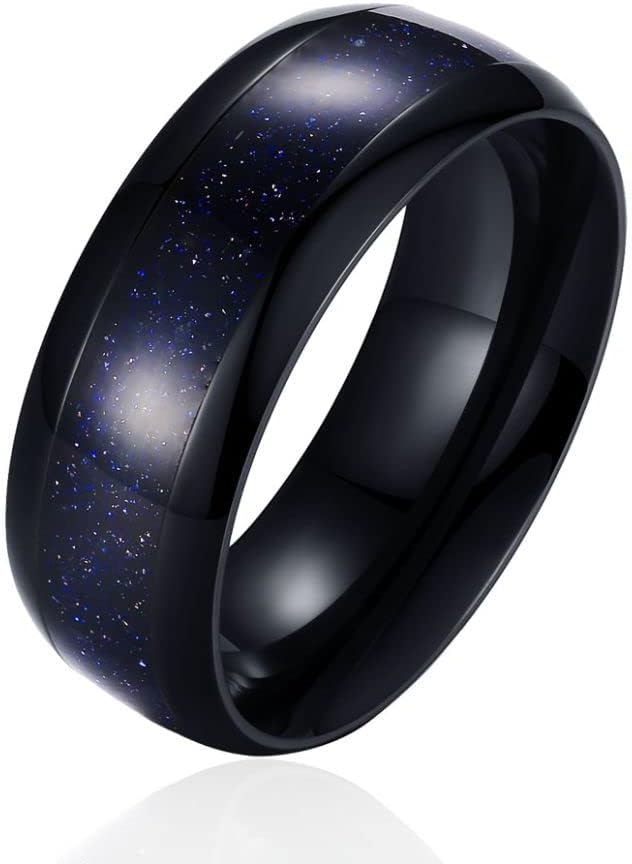 Promise Rings for Her - Black Rings for Women Engagement Rings with Kite Cut Shaped Blue Sandstone Plated with Rhodium Matching Rings for Couples Wedding Bands for Hers engagement ring 1pc