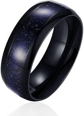 Promise Rings for Her - Black Rings for Women Engagement Rings with Kite Cut Shaped Blue Sandstone Plated with Rhodium Matching Rings for Couples Wedding Bands for Hers engagement ring 1pc