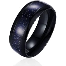Promise Rings for Her - Black Rings for Women Engagement Rings with Kite Cut Shaped Blue Sandstone Plated with Rhodium Matching Rings for Couples Wedding Bands for Hers engagement ring 1pc