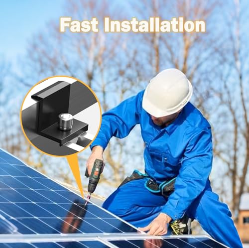 Neuytiky 8 Stück Solarmodul Klemmen 30mm Schwarz, PV Modul Endklemmen, Z-Halter Befestigung Solarmodulhalter für Solar Panel, Solarbefestigungen für Dächer Wände Boote Wohnmobile(Schwarz)