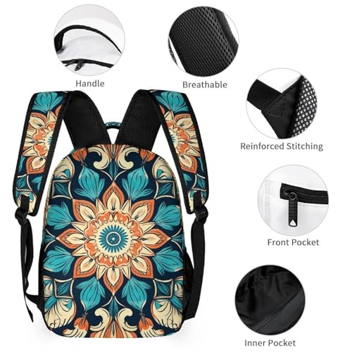 Vintage Mandala Flowers Backpack Set Lightweight Bag Lunch Box Pencil Bags for Women Men Bookbags 3 in 13