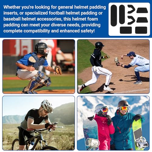 Helmet Padding Kit for Easton Batting and Catchers Helmets, 0.79 inch Thickened Soft Foam helmet Pads for Baseball and Softball Players Youth Winter Training, Universal football helmet Cushion padding - Thumbnail 7