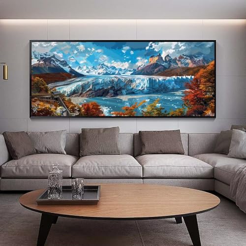 Diamond Painting Montagnes enneigées grand format 160x80 cm pour déco de maison