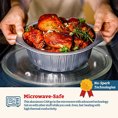 8 Inch Deep Round Disposable Pans (15 Pack) | Reusable Leak-Proof Aluminum Pans For Cooking, Baking, Roasting | Multi-Use Tins For Oven, Freezer, Microwave | Deep Cookware For Casserole, Lasagna, Soup #TOP5