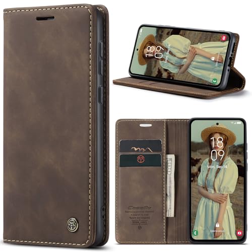 CaseMe for Samsung Galaxy A35 5G Wallet Case,Soft PU Leather Flip Case Magnetic Stand Flip Protective Cover Leather Case with ID & Credit Card Slots Holder Case (Coffee, A35)