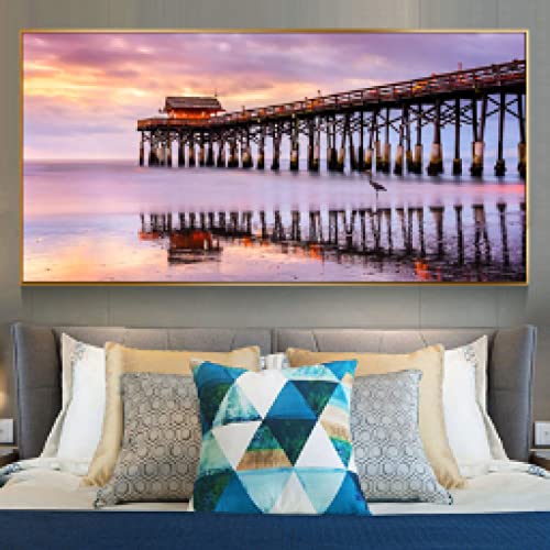 Pont en bois paysage marin impression sur toile pour habiller un mur vide sans encombrer