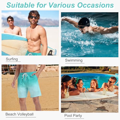 Image of Mens Swim Trunks with Compression Liner 2 in 1 Quick Dry Swimming Shorts Swimwear Bathing Suits with Pockets