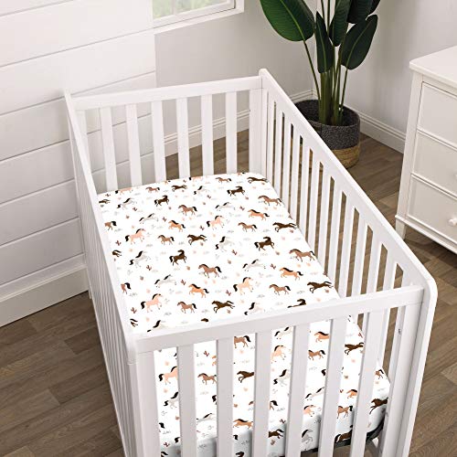 Nojo Desert Sunset Horse Tan, Taupe, Brown & White Super Soft Fitted Mini Crib Sheet, Tan, Brown, Grey, White #TOP3