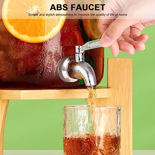 Distributeur de boissons froides avec robinet, support en bois, idéal pour les fêtes et l'utilisation quotidienne, contenance, design transparent