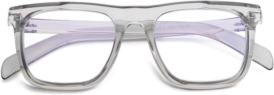 NIDOVIX Trendy Square Blue Light Blocking Glasses for Men Women, Fashion Frame Non-prescription Computer Glasses (Transparent Grey) - Image 4