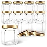 GoJars 1.5oz Hexagon Glass Jars for Gifts, Weddings, Honey, Jams, and More (12, 1.5oz)
