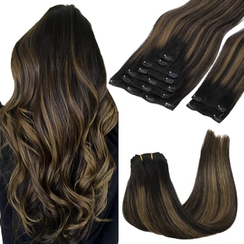 Image of GOO GOO Clip in Hair Extensions Real Human Hair Balayage Remy Extensions