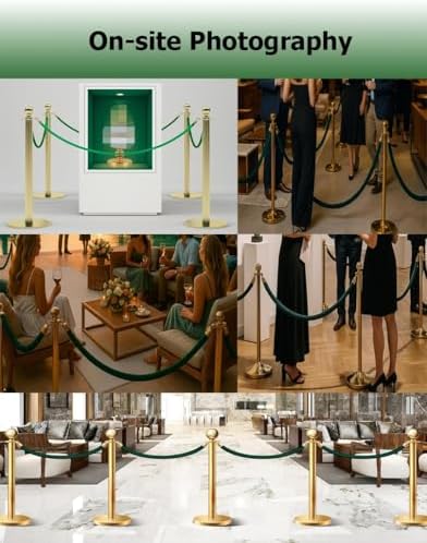 4 Pack Green Velvet Rope 2-13 Feet, Crowd Control Stanchion Rope with Hooks for Event Queue Dividers, Hotel & Movie Theater Barrier, Premium Quality, Elegant Design