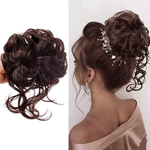 Messy Bun Hair Piece Tousled Updo Hair Buns Extension Elastic Hair Band Hair Pieces Curly Hair Bun Scrunchie For Women Cover