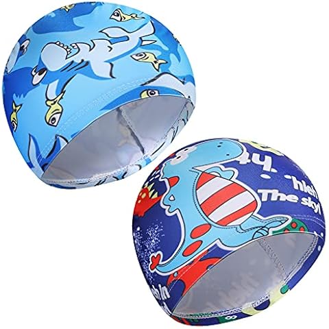 2 Cute Cartoon Swim Caps for Kids Cover
