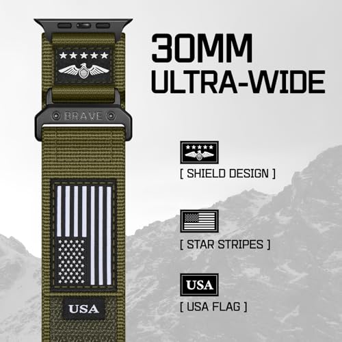 Image of Sport Bands Compatible with Apple Watch Ultra 3 Band 49mm 46mm 45mm 44mm 42mm Men Women, Rugged Nylon Loop Strap with Durable Metal Stars-Stripes Flag for iWatch Ultra /Series 11 10 9 8 7 6 5 4 SE 3 2