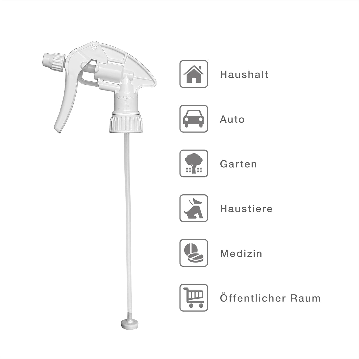 1 spruzzatore vuoto da 500 ml, resistente agli agenti chimici, con testina spray Canyon CHS 3A, bottiglia HDPE a forma di mazza, flacone spray professionale per la pulizia di laboratorio