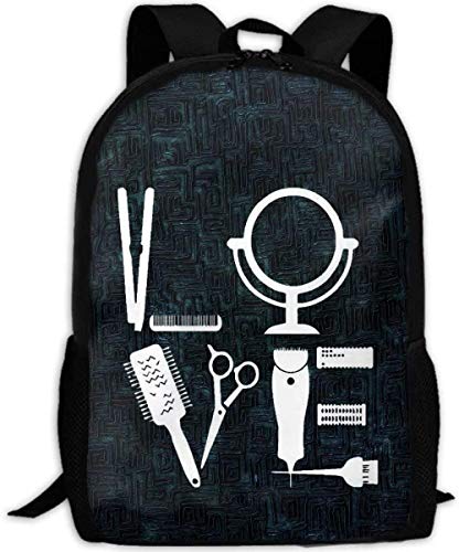 Preisvergleich Produktbild 3D Gedruckter Rucksack,Stilvolle Schulrucksack,Casual Personality Daypacks Für Junge Mädchen Und Jungen,Friseur Friseur Liebe Für Ihr Haar Stylist Casual Laptop Reiserucksack Schultasche Umhänget