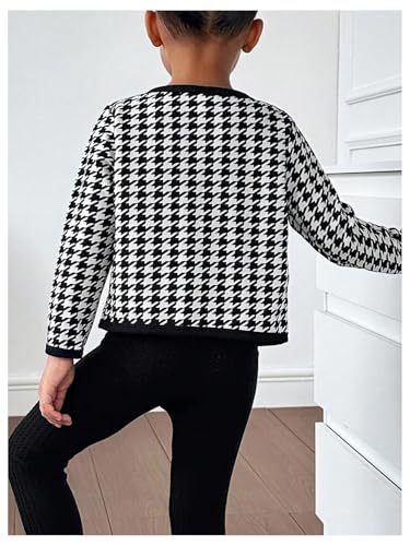 Floerns Toddler Girl's Houndstooth Print Outerwear Long Sleeve Open Front Cardigan Jacket2