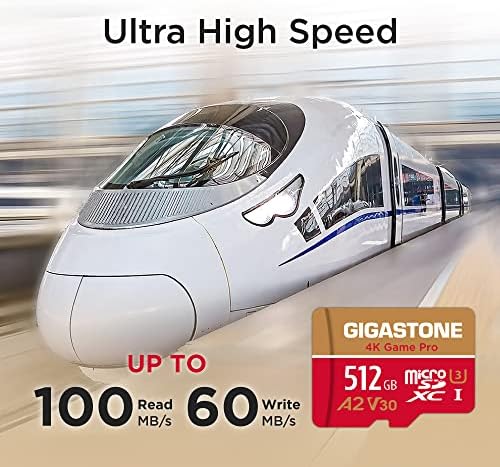 [5-Yrs Free Data Recovery] Gigastone 512GB Micro SD Card, Game Pro, MicroSDXC Memory Card for Nintendo-Switch, GoPro, Action Camera, DJI, 4K UHD Video, R/W up to 100/60 MB/s, UHS-I U3 A2 V30 C10
