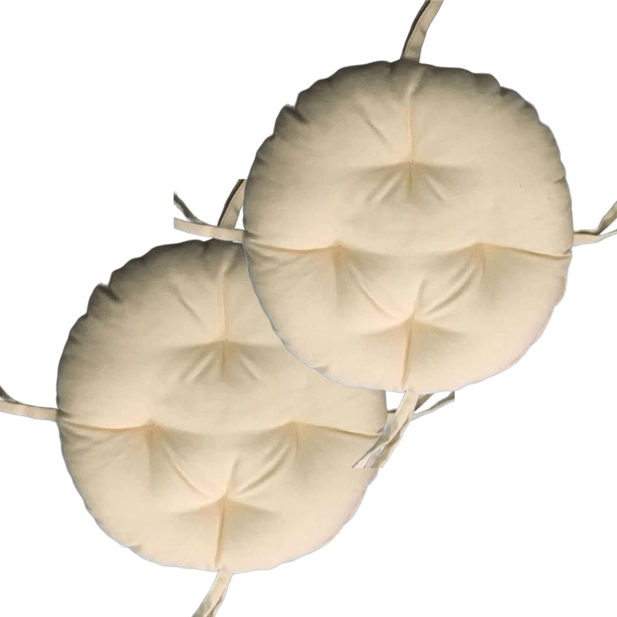 Uyeoco Indoor/Outdoor Chair Cushions Set Of 4, Round Chair Pads With Ties, Polyester Fill, 30x30x6cm