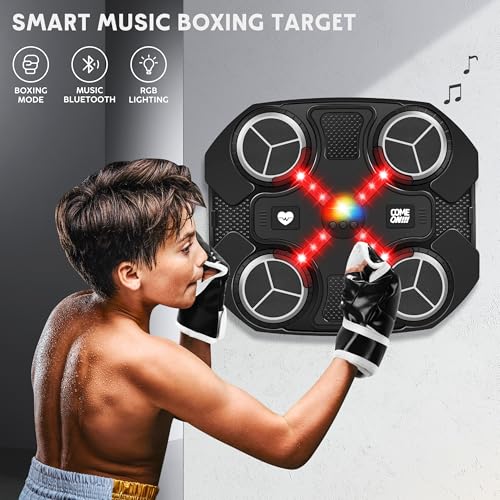 Image of Music Boxing Machine Sport Toys for Kids and Adults,Wall Mounted Bluetooth Smart Punching Target,Training Pad Toy with Boxing Glove,Ideas Toys for Boys Girls Kids 3 4 5 6 7 8 9 10 11 12+ Years Old