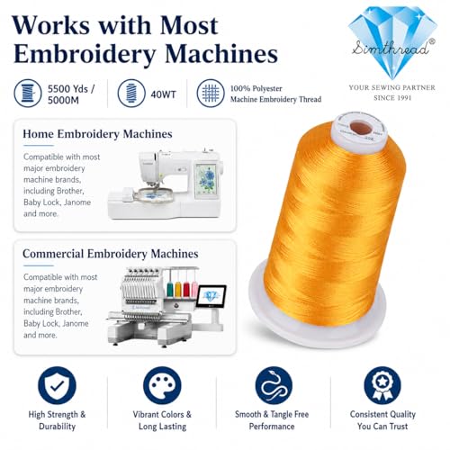 Simthread 5000M 40WT Polyester Embroidery Thread, Orange 208 by Simthread - Image 3