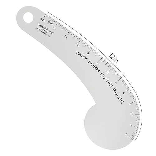 Miniatura 2 de Kearing Vary Form - Regla curva francesa de 12 pulgadas para hacer patrones, regla curva de cadera de aluminio de aviación para medir la costura
