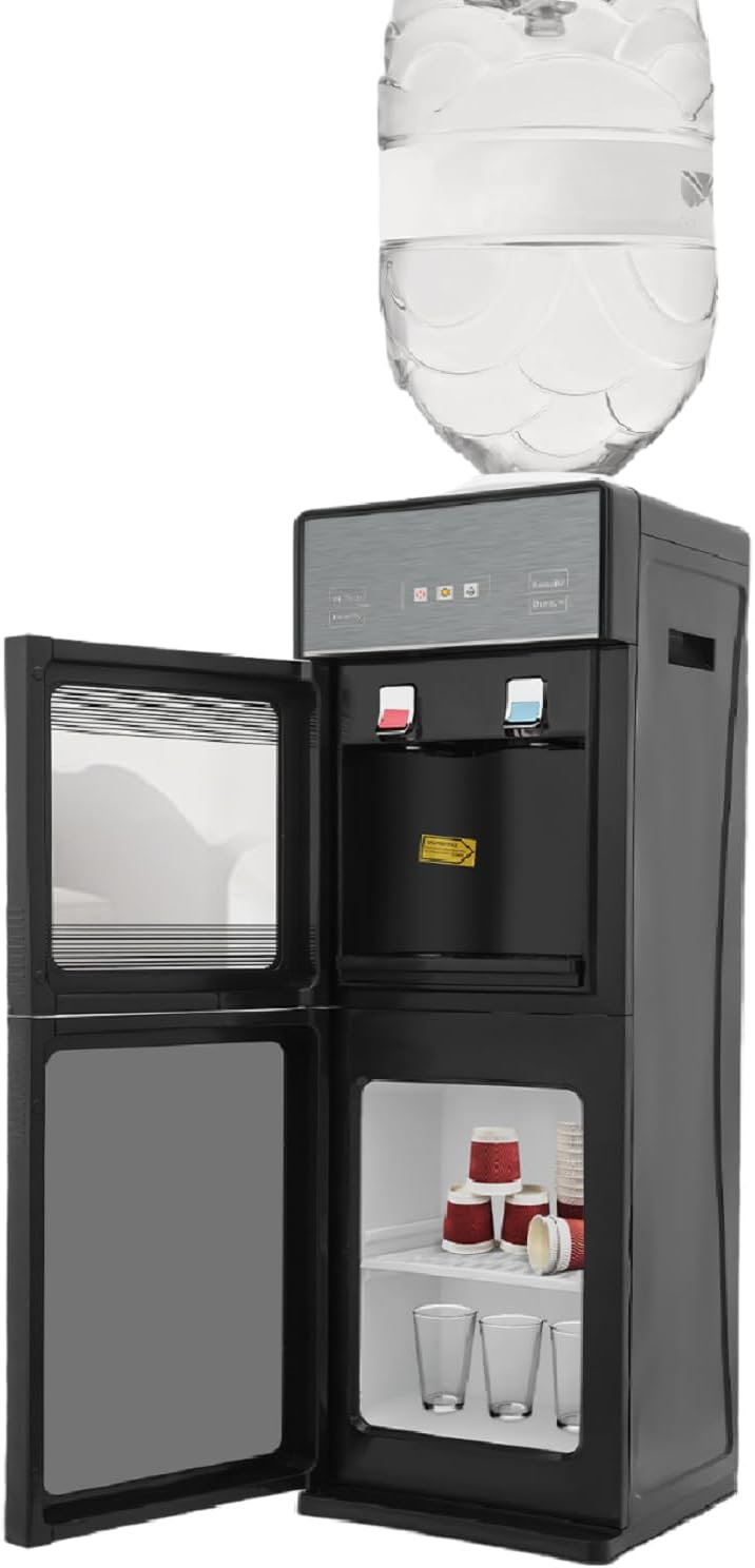 Top Loading Water Cooler Dispenser, Cold Dispenser Grey Water Dispenser Holds 5 Gallon Bottle, Freestanding Hot Water Container for Homes, Kitchens,