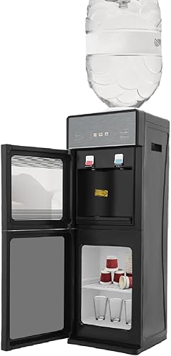 Top Loading Water Cooler Dispenser, Cold Dispenser Grey Water Dispenser Holds 5 Gallon Bottle, Freestanding Hot Water Container for Homes, Kitchens,