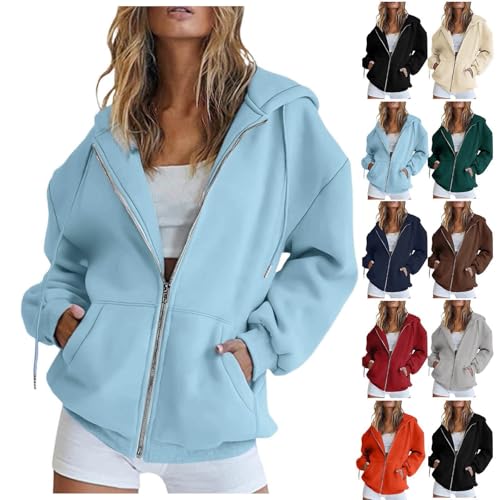 Zip Up Hoodie Women Oversized Sweatshirts 2025 Fall Winter Fashion Long Sleeve Casual Lightweight Y2K Hooded Jacket4