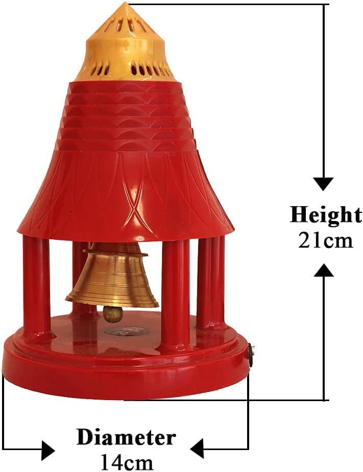 Aashita Creations Spirituals Brass Automatic Pooja Bell for Home (red)