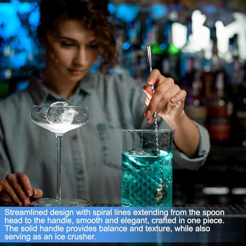 Miniatura 5 de 4 Cuchara De Mezcla - Cucharas Largas - Accesorio Cocteles, 25cm, Acero Inox, Mezclador Long Drink Con Espiral Y Pulido Espejo, Diseño Elegante, Ideal Para Martinis, Cócteles, Café Y Shaker