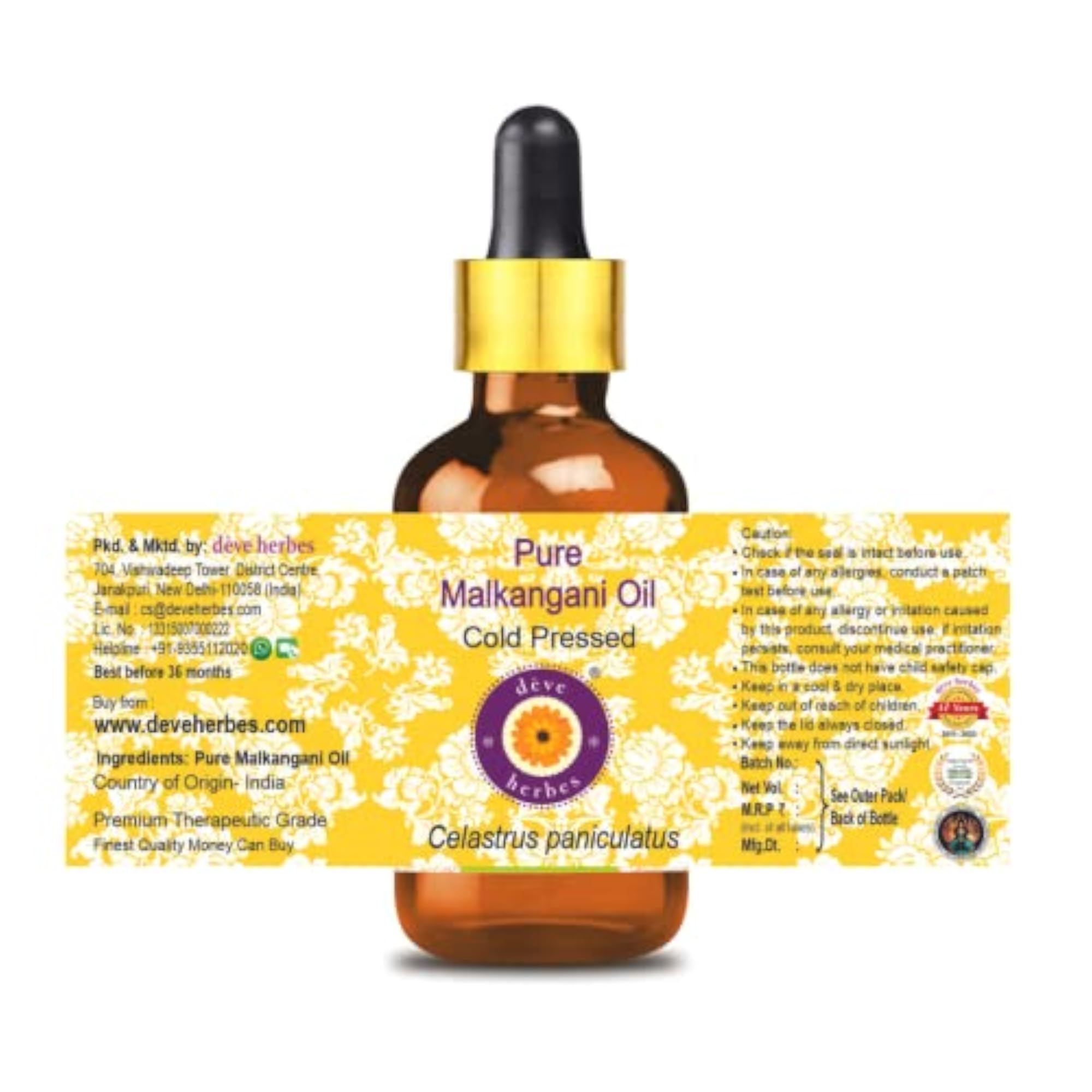 Pure Malkangani Oil with Glass Dropper