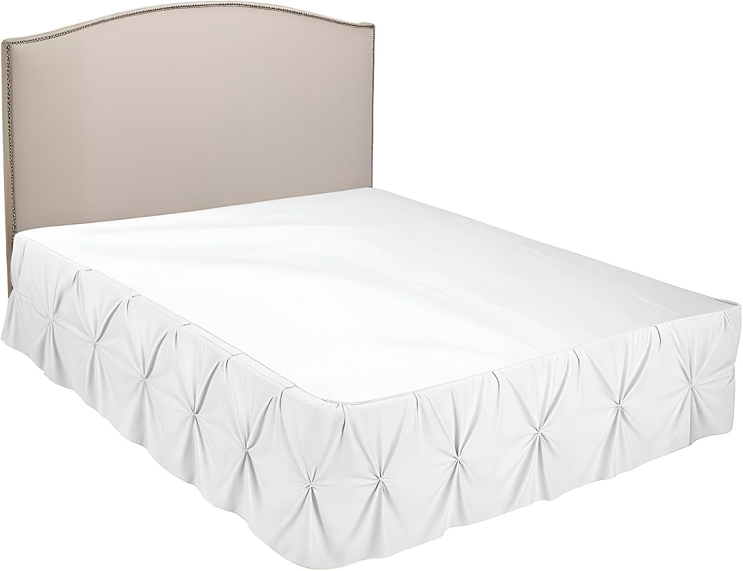 Pinch Pleated Split Corner Bed Skirt, Pinch Pleated Bed Skirt with Platform Three Sided Coverage Ultrasoft Microfiber Bed Skirts 14 Inch Drop Easy to Wash Wrinkle & Fade Resistant (Full, White)