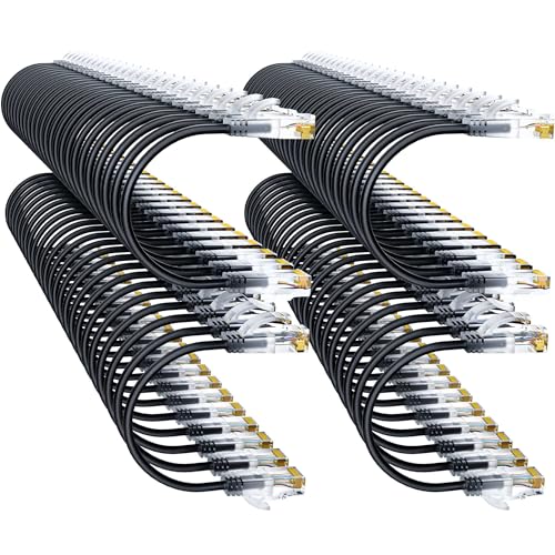 Image of Cat6a Patch Cables 0.5ft (96 Pack) Slim, Cat6 Ethernet Patch Cable Pure Copper, Flexible Cat 6 Patch Cable 550MHZ 10G, Space-Saving Cat 6A Network Cables for Patch Panel Black