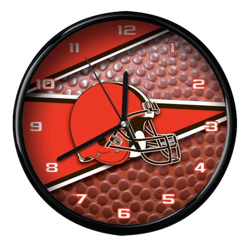 The Memory Company | NFL 12" Round Clock Officially Licensed Team Logo Battery Operated for Home Office Dorm Décor Sports Fan Gift, Cleveland Browns
