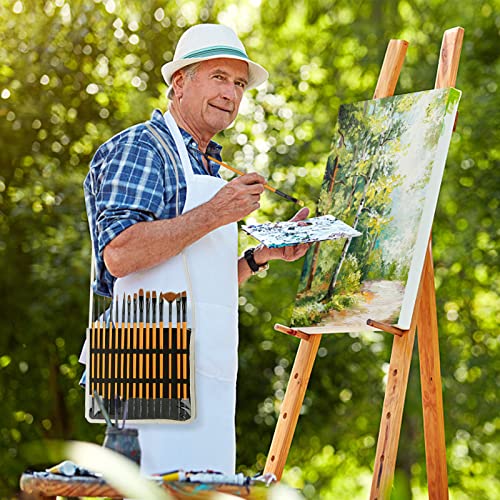 Hiboo Art Paint Brush Set-15 Different Sizes Of Professionals Paint Brushes Long Wooded Handles With Oil-Sealing Technique For Watercolor Acrylic Oil，Face And Nails Painting (Yellow & Blue) #TOP5