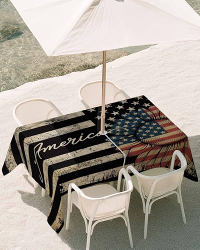 Vintage Flag Independence Day Outdoor Tablecloth 60"x84" Rectangle Tablecloth with