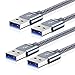 Powerman USB 3.0-USB to USB Cable-SuperSpeed A to A Male to Male Cable [2Pack,6.6Ft] Double End USB Cable Wire USB3.0 Double Sided USB Cord Charger 2 Sided USB Cables Cord Charging M/M for USB Coupler