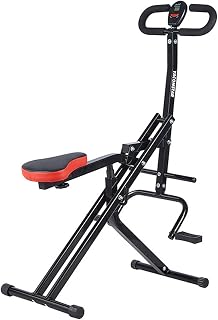 Upright Rowing Trainer, Home Gym Equipment Machine, Squat Assist Trainer With Small Monitor For Cardio, Full Body Workout, Ab Crunch. black