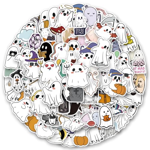 HZAIUYW 110PCS Ghost Halloween Stickers Aesthetic Vinyl Waterproof Stickers For Water Bottle Laptop Phone Journal Gifts For Kid Girl Women