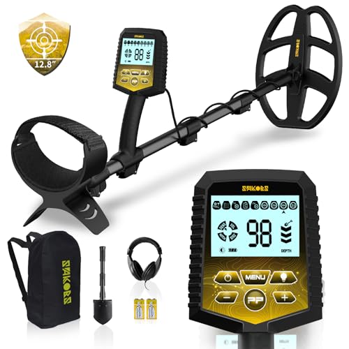 SAKOBS Metal Detector for Adults, Professional Foldable Waterproof Metal Detector with 11" IP68 DD Coil, Backlit LCD Target ID, 12.8" Deep Search Gold Detector, Lightweight Beach Metal Detector by SAKOBS - Used condition - US$117.95
