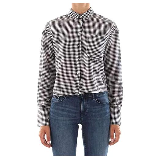 Tommy Hilfiger Gingham-skjorta för damer Crop Top Blus, Tommy Black/Bright White, M