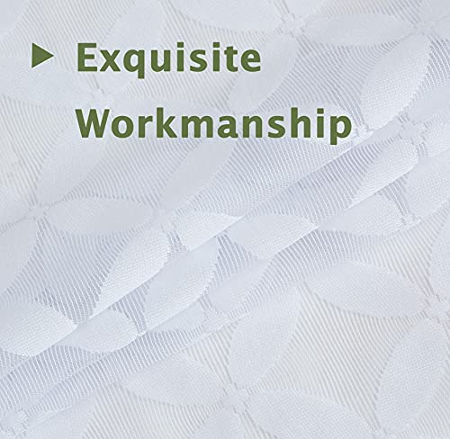 Floral Lace Sheer Short Window Curtain Cafe Tiers For Kitchen Sheer Window Treatments Rod Pocket For Laundry Room, Cafe, 2 Panels, 28''W X 36''L, White #TOP4