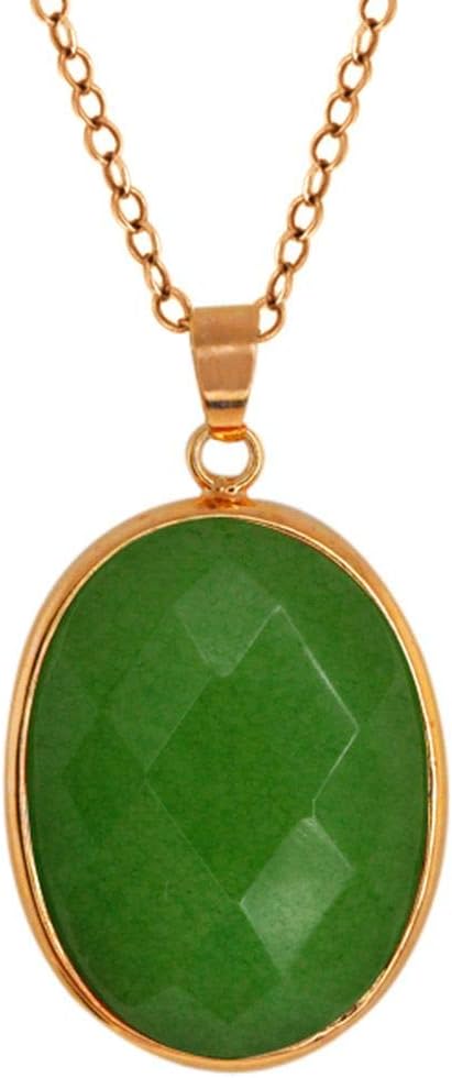 Gem Stone King Stunning Jadelite Faceted Light Green Color Oval 1 Inch Pendant + 1/2 Inches Earrings Set