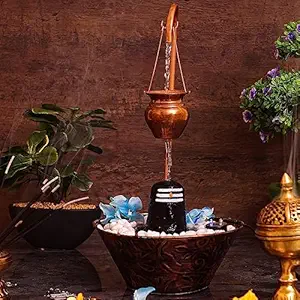 Next In Crafts Shiva Water Fountain for Home Decor Showpiece Garden Decoration,Deep Basin and Natural River,Indoor Zen Relaxation for Office,Livingroom,Bedroom Decor for Gift