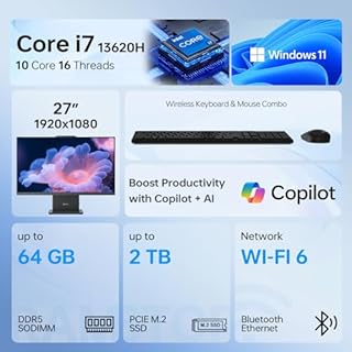 Lenovo IdeaCentre Business Computer All-in-One PC, 27" FHD 100Hz Display, Intel Core i7-13620H, 32GB DDR5, 1TB SSD, Wi-Fi 6, Windows 11 Pro con AI & Microsoft Copilot, Wireless KB & M, Grigio